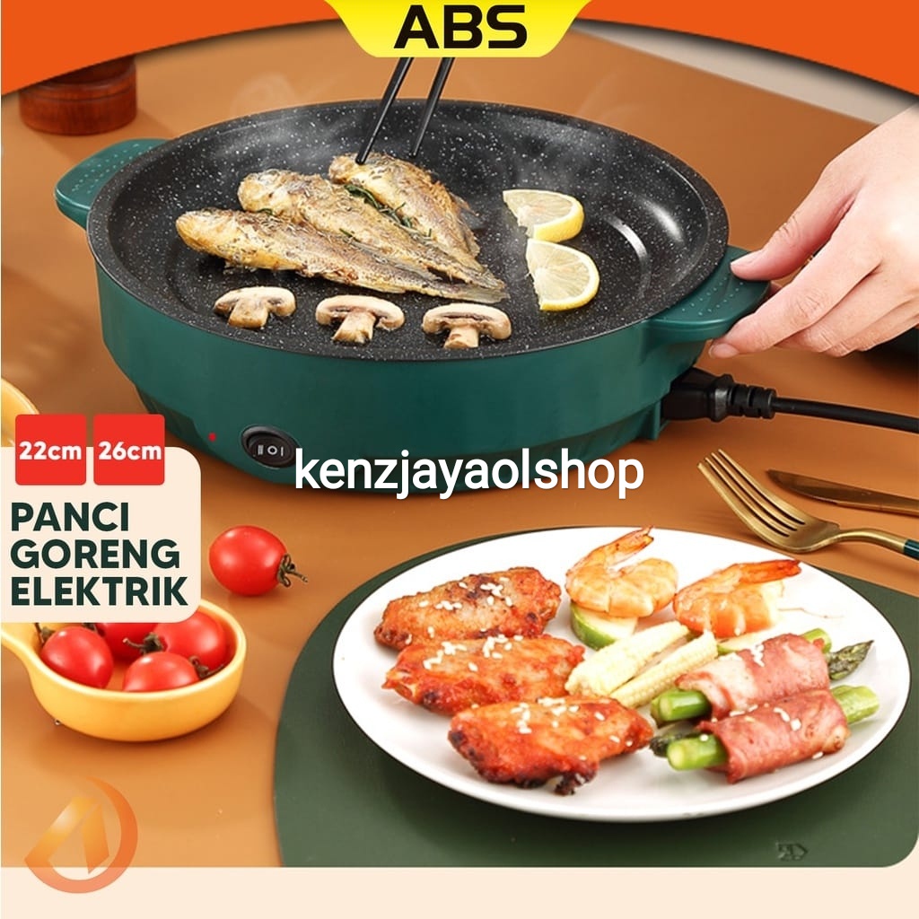 ( KJO ) Grill Pan Electrik 22 cm Grill Pan Serbaguna - Panci Panggang Anti Lengket