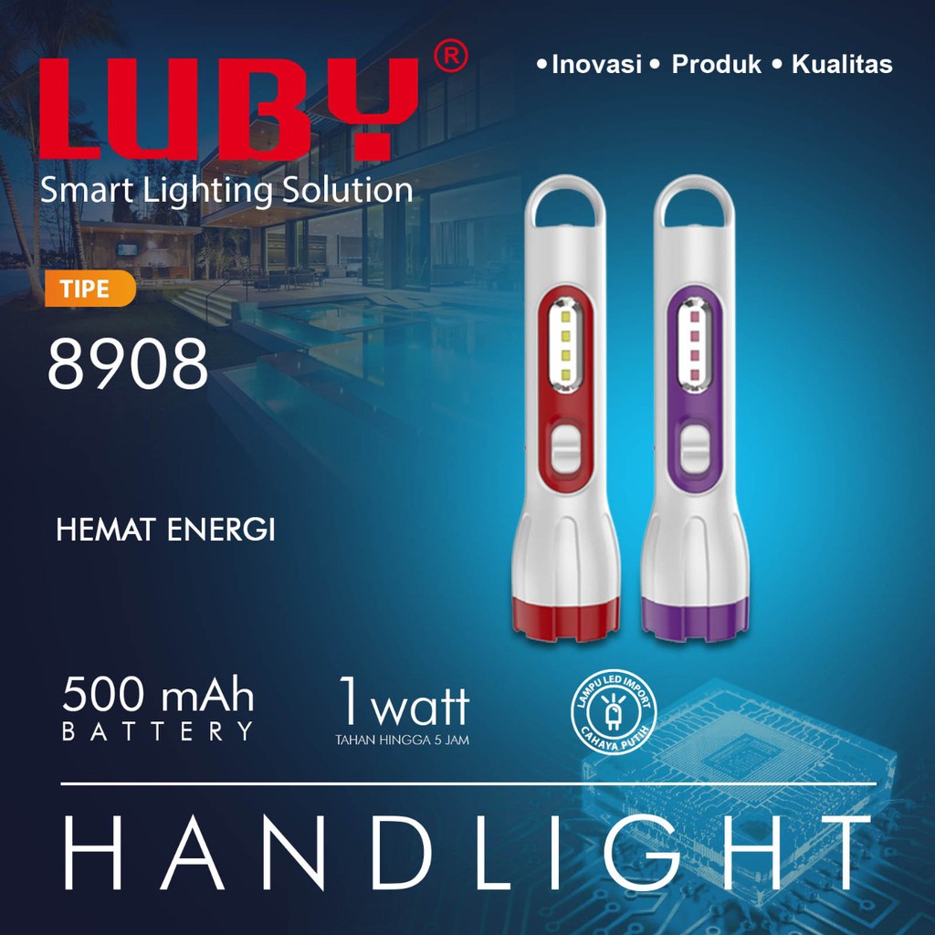 Luby L8908 Senter LED Super Terang / Lampu Emergency 2 in 1