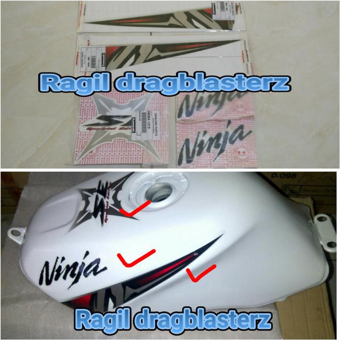 stiker/striping tangki set new ninja rr SE putih 2013 original