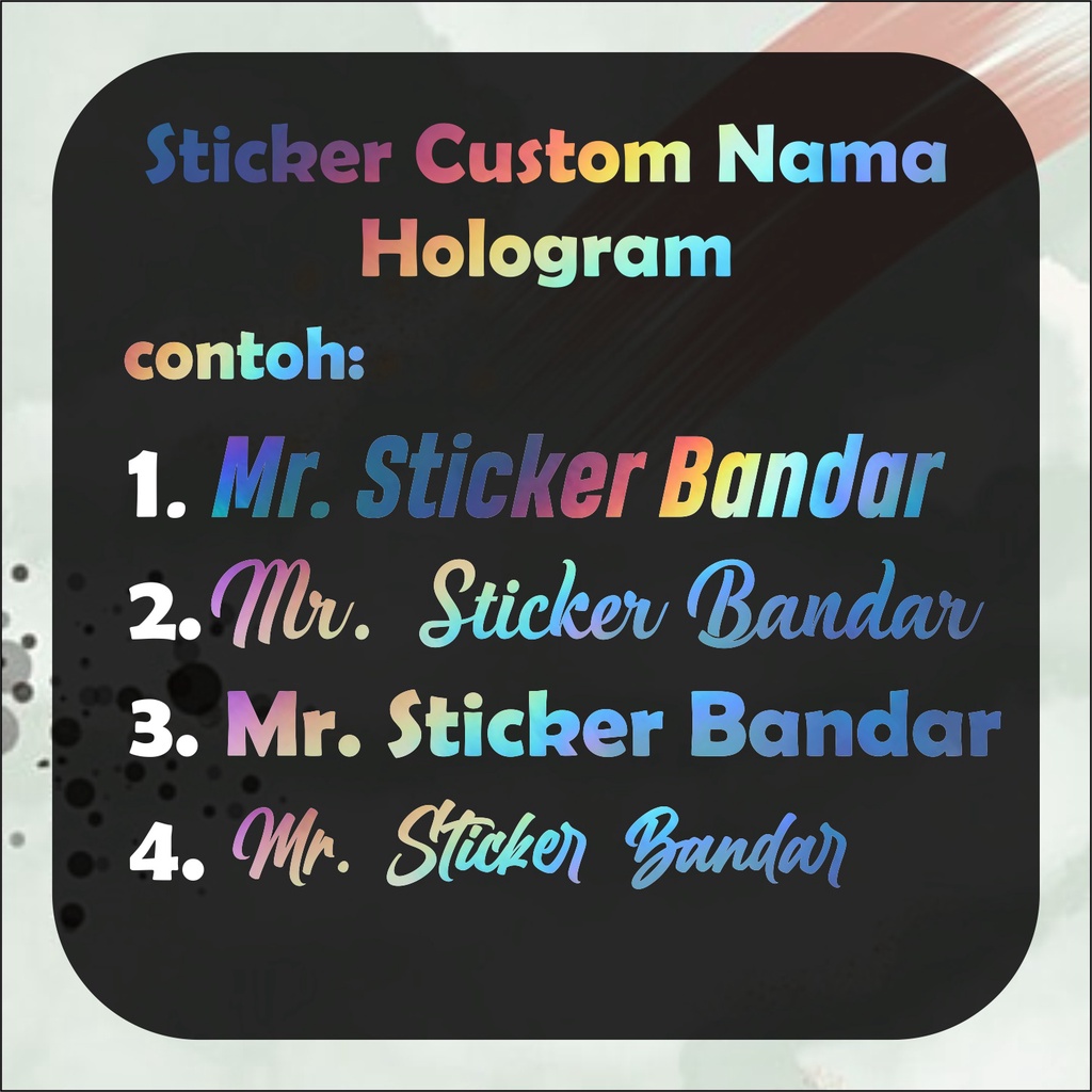 Jual Stiker Nama Hologram Bebas Cutting Sticker Nama Custom Shopee