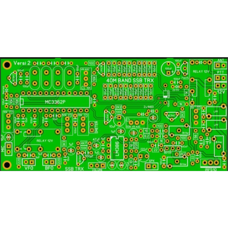 Versi 2 PCB Mono Band MC3362P SSB Transceiver linear