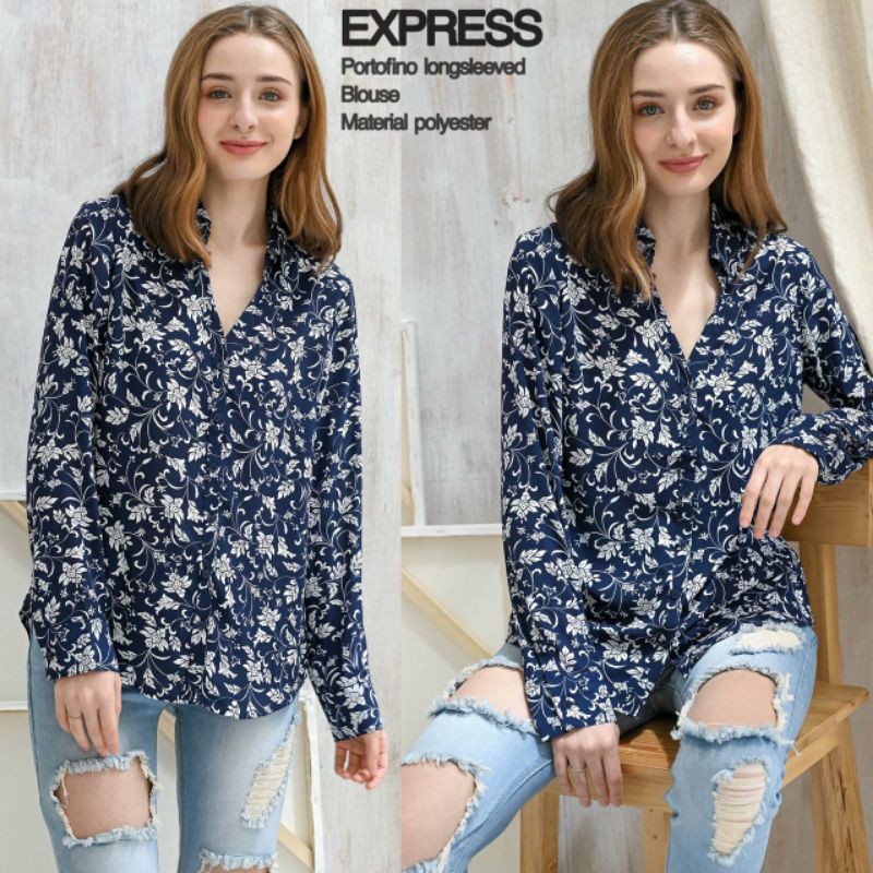Exp** printed longsleeved blouse