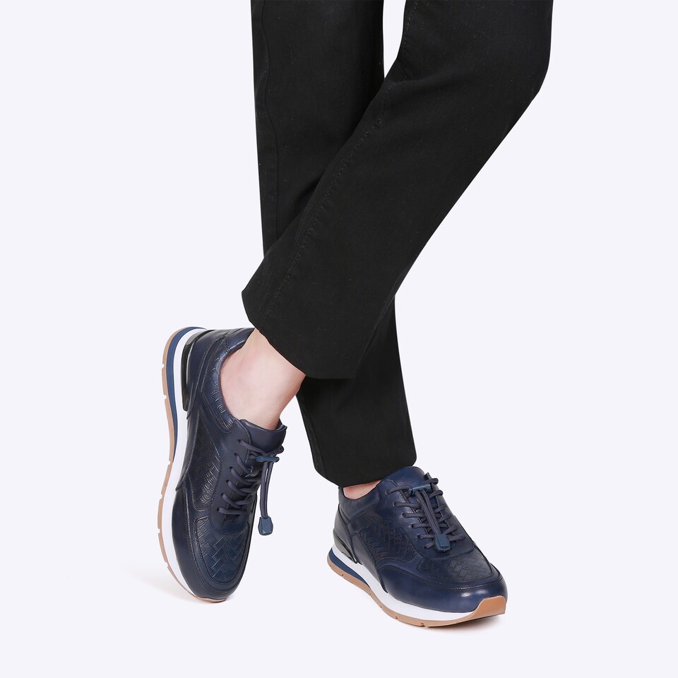 SEPATU SNEAKER EVERBEST PRIA ORIGINAL CASUAL KETS KULIT BIRU NAVY EMA1