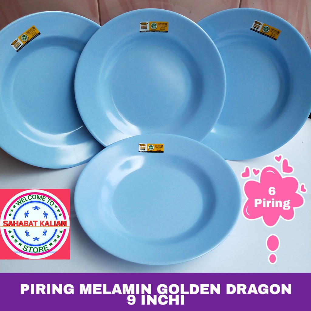 (6 Piring) Piring Golden Dragon P0109 Ukuran 9 Inch