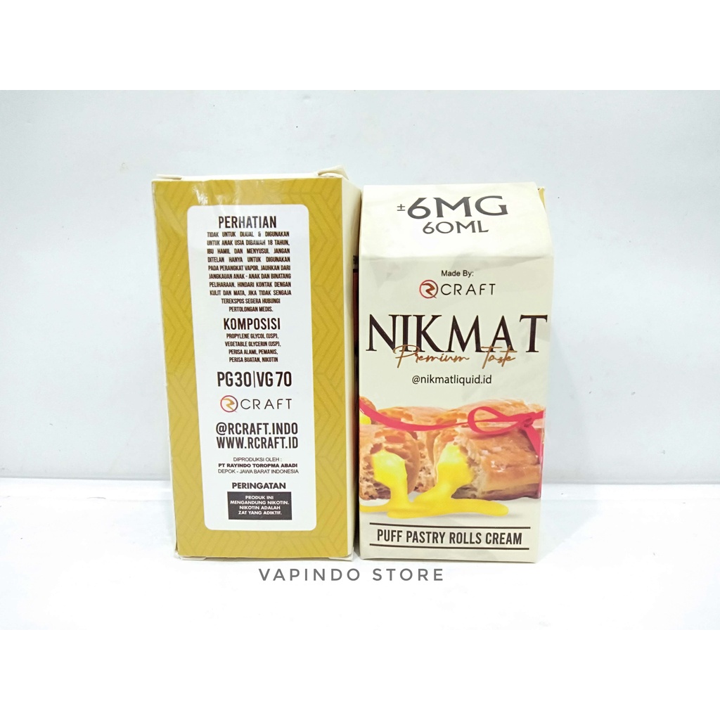 NIC 6MG VOL 60ML NIKMAT PUFF PASTRY ROLL CREAM BY RCRAFT LIQUID