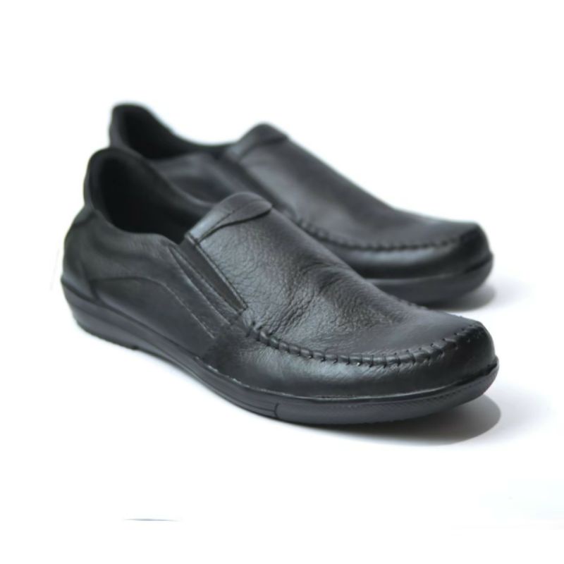 ZGZG Sepatu Kulit Pria Slip On Casual Pantofel Tanpa Tali Selop Kerja Kantor Formal