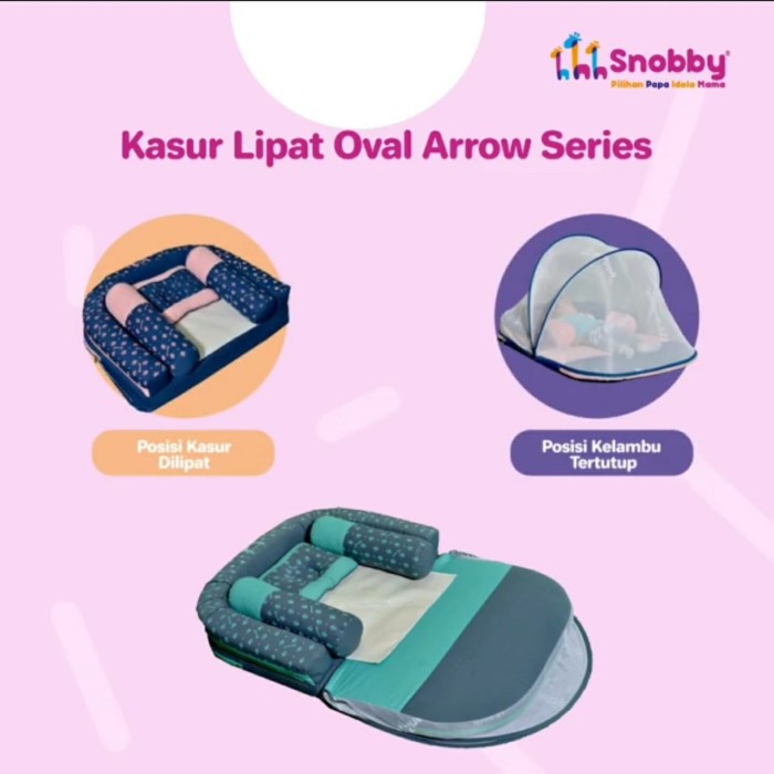 Snobby Kasur Bayi Lipat Oval Bumper Print + Kelambu Arrow Series - TPK 5591