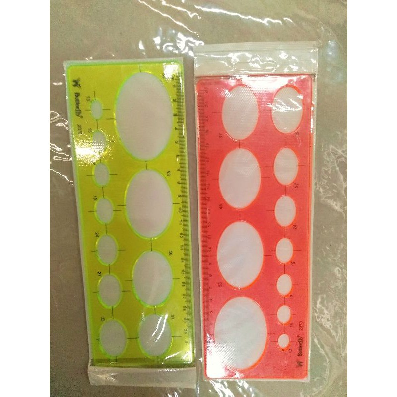 

penggaris cetakan bolong lonjong pajang penngaris 23 cm merek butterfly