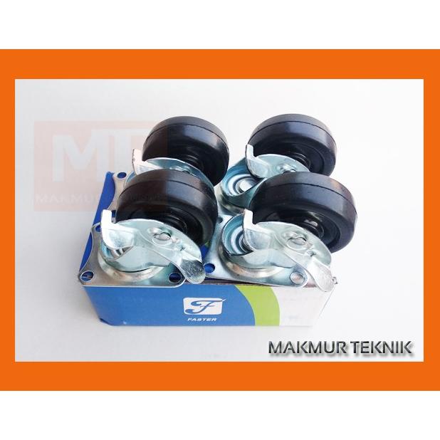 Roda Caster Roda Etalase Roda Troli 2 Inch Karet - Rem