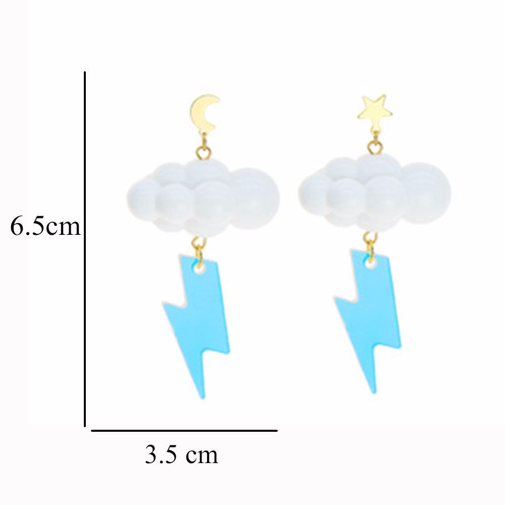 Needway  Gift Cloud Dangle Earrings Trendy Ear Studs Clip Earrings White Women Girls Korean Cute Sweet Lovely Simple Cartoon Pendant Ear Clip