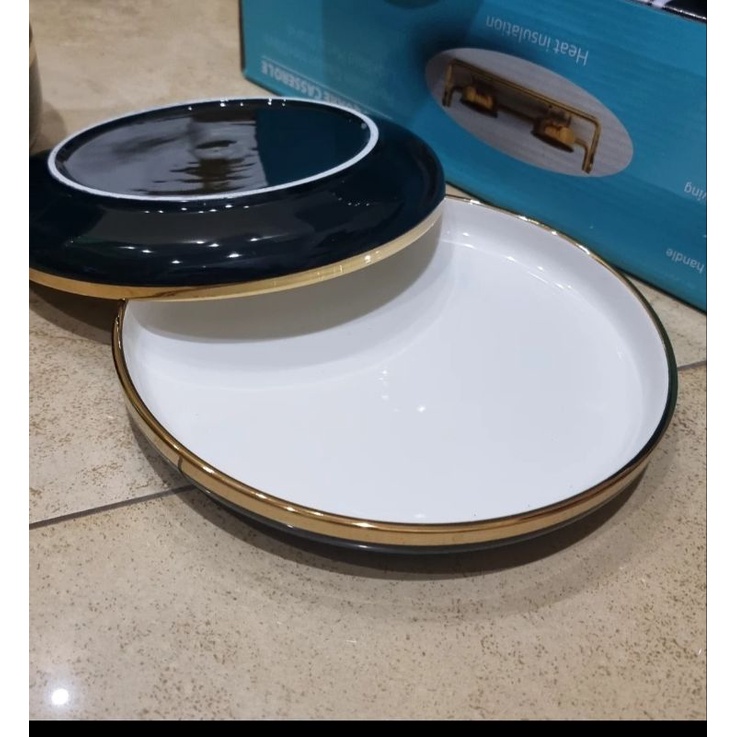 Piring saji Nordic Keramik Mewah Putih hitam gold