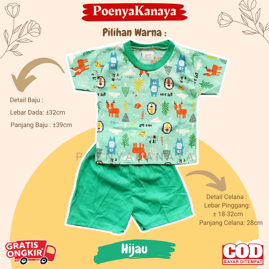 Setelan Baju Bayi Pendek Kaos Oblong IDOLA 8302 Besar Size 1-2 Tahun STL84