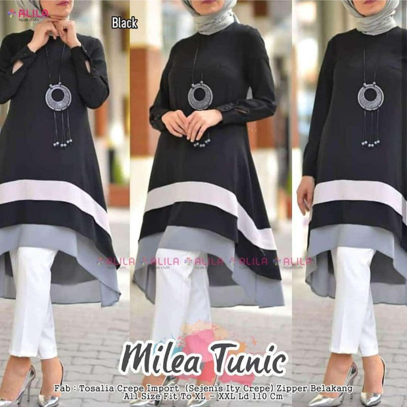 FASHION WANITA MILEA TUNIK CREPE PREMIUM TERBARU TERMURAH
