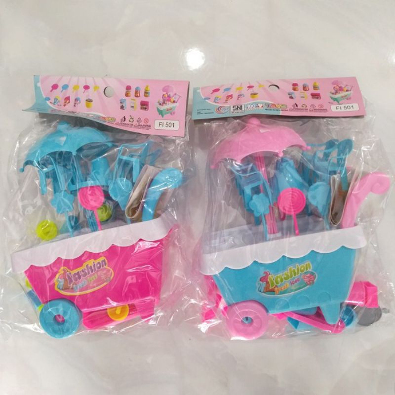 FI 501 - Mainan Gerobak Ice Cream Stroller FI501 Lengkap 1 set Kursi