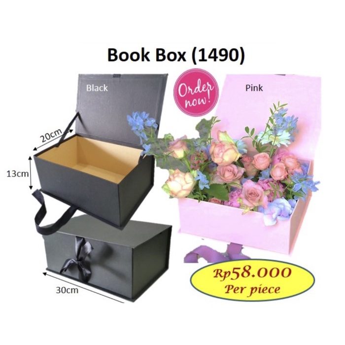 

Ginger- Book Box - Kotak bunga - Bloom Box - Hard Box Premium - 1490 - Merah Muda
