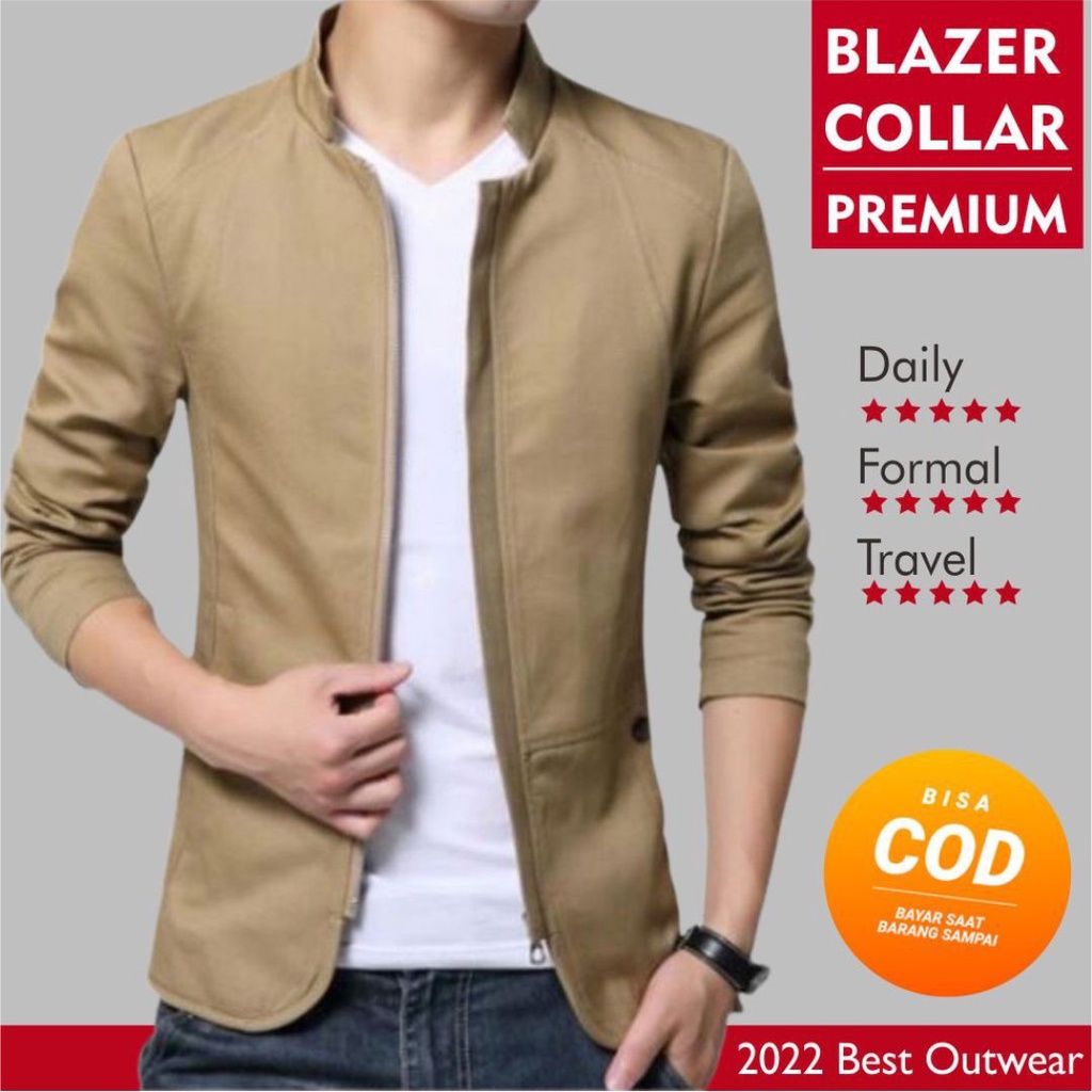 ORIGINAL DURABEL Kemeja Blazer Pria Dewasa Style Korea Lengan Panjang Bahan Katun Stretch Premium Kualitas Import Semi Formal Sweater Cowok Kasual Keren Trendy Murah Model Slimfit Varian Warna Hitam Navy Abu Polos Terbaru Terlaris 2023 M L XL XXL