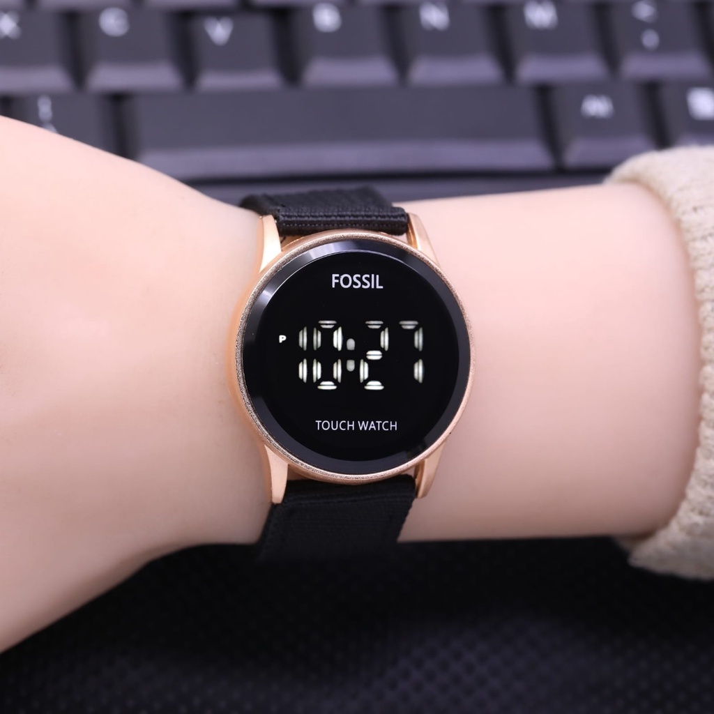 ( COD ) Jam Tangan Wanita FO Strap Tali Kanvas L50993S Digital Touch Screen Free Baterai & Box