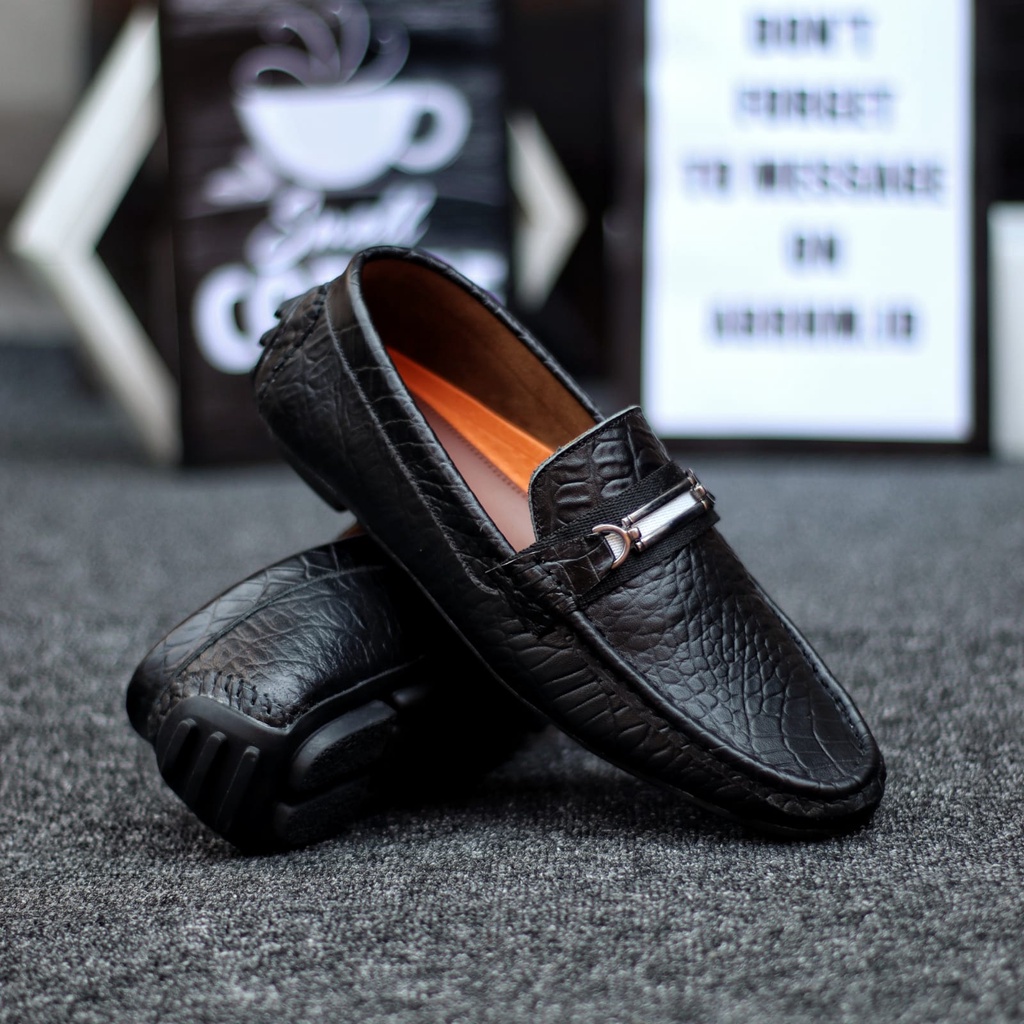 Sepatu Slip On Kulit Pantofel Kerja Pria - Abrha Mocas