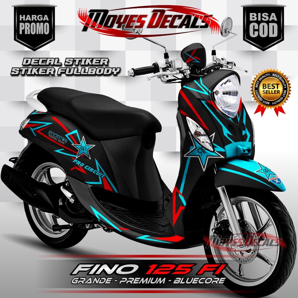 Stiker Decal Motor Fino 125 fi matrix lin Sky Blue Stiker Fullbody