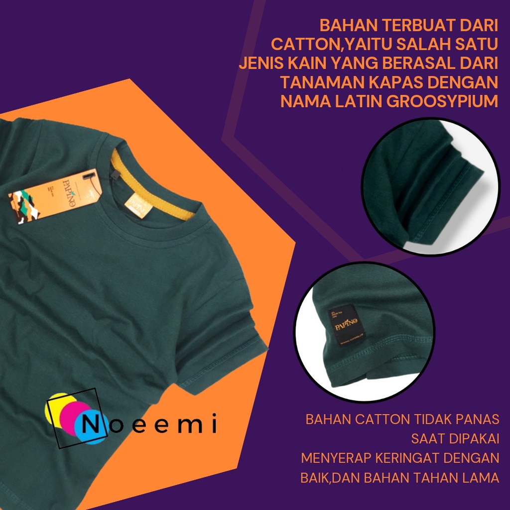 Papino Baju Kaos Anak Laki Laki 1-12 Tahun Pakaian Distro Oblong Polos Hijau