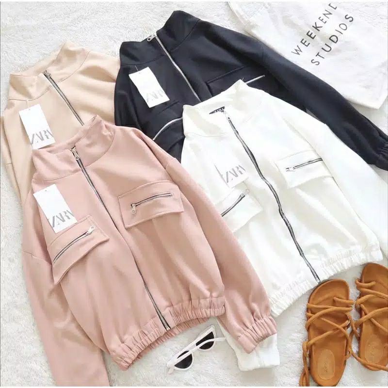 Jaket bomber Zara Zipper Korea style