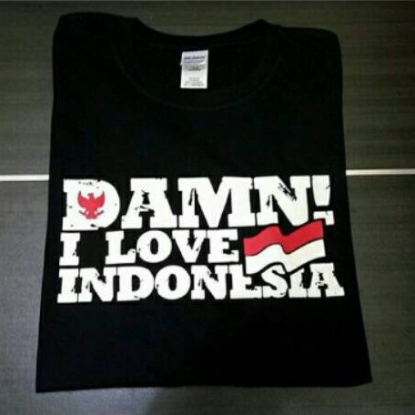 DAMN KAOS INDONESIA DAMN I LOVE INDONESIA CUSTOM LENGAN PENDEK HITAM DAMN I LOVE INDONESIA