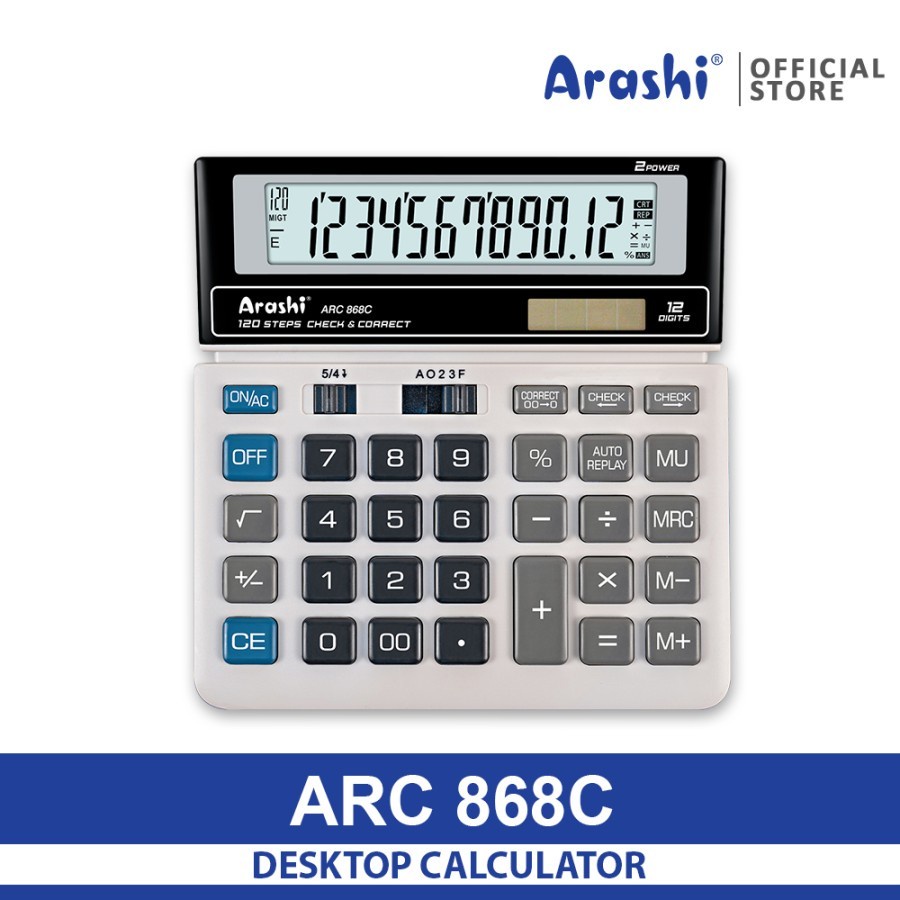 Arashi ARC 868C kalkulator meja 12 Digit / Check and Correct