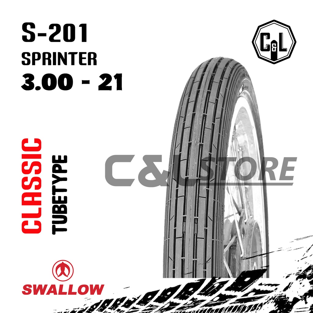 BAN LUAR MOTOR SWALLOW 300-21 RING 21 S-201 SPRINTER TUBETYPE
