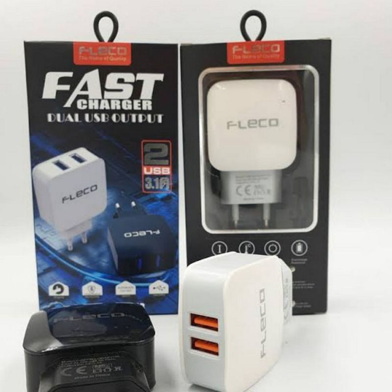 [Cas]charger Micro USB Dua colokan 3.1Amper  By Fleco F-080