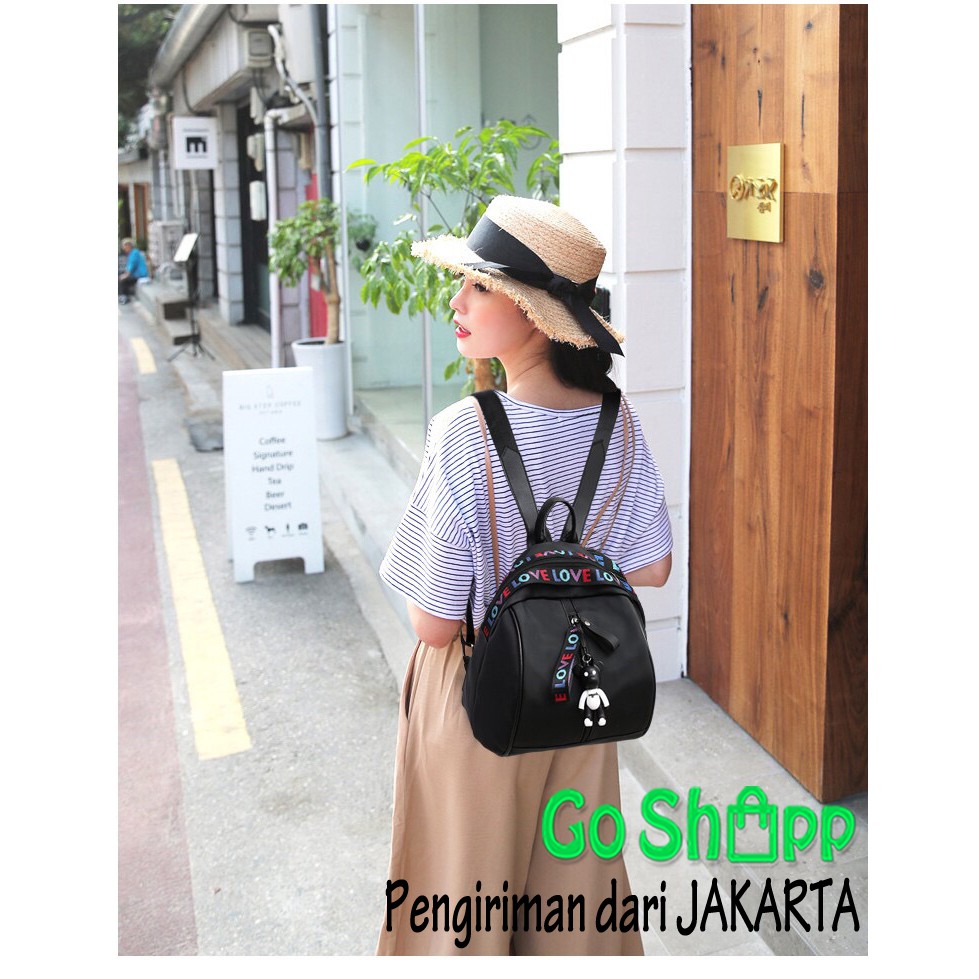 Tas Backpack Wanita Import - Tas Ransel Wanita Fashion Terbaru - Backpack Love Tanpa BONEKA [BK02]