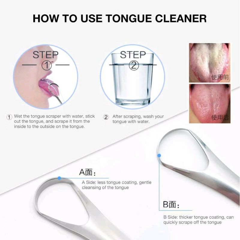 ~ PIYOSHI08 ~ Alat Sikat Pembersih Lidah Bahan Stainless Steel Reusable Tongue Scraper AK10