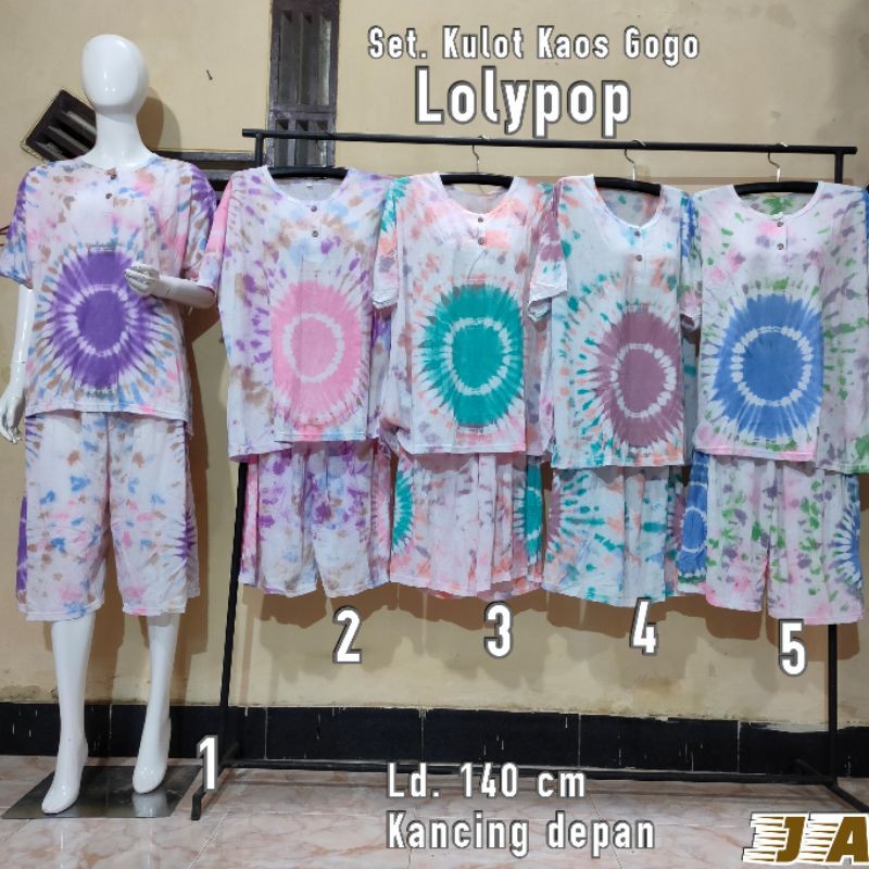 Setelan kulot kaos gogo one set tiedye jumbo busui
