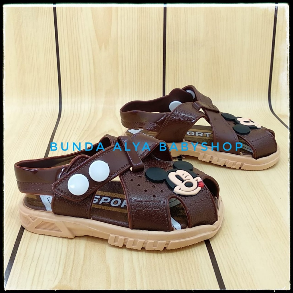 Sendal Anak Laki Laki Usia 2 3 Tahun Kartun COKLAT Karet Elastis Size 27 - 28 - Sandal Anak Cowok Anti Licin Alas Karet