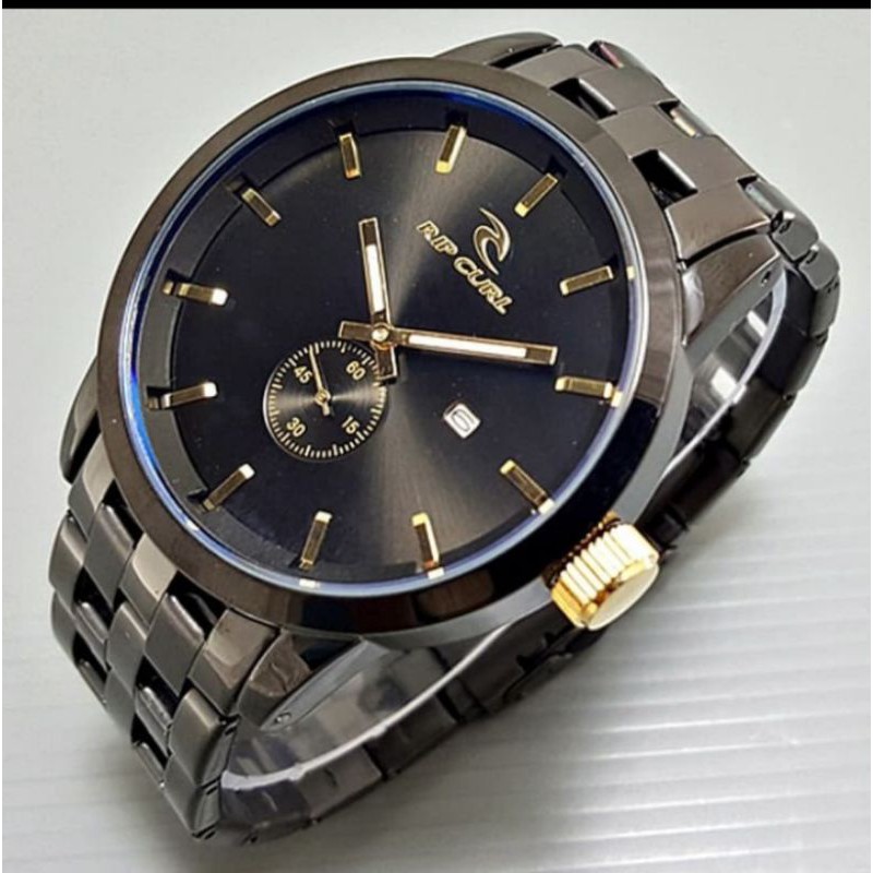 Jam Tangan Pria Ripcurl 9903 Rantai Detik Bawah Tanggal Aktif - Free Box Batre Cadangan Original
