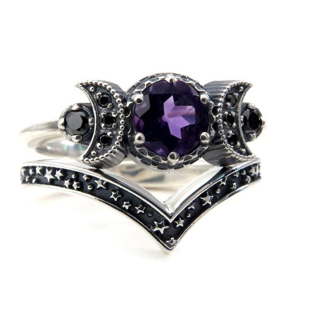 Cincin Nanas Triple Moon Desain Baru Gaya Gothic Untuk Wanita Pria Tunangan Pernikahan