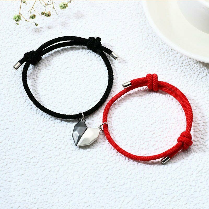 2pcs Gelang Batu Magnetik Bentuk Hati Untuk Wanita