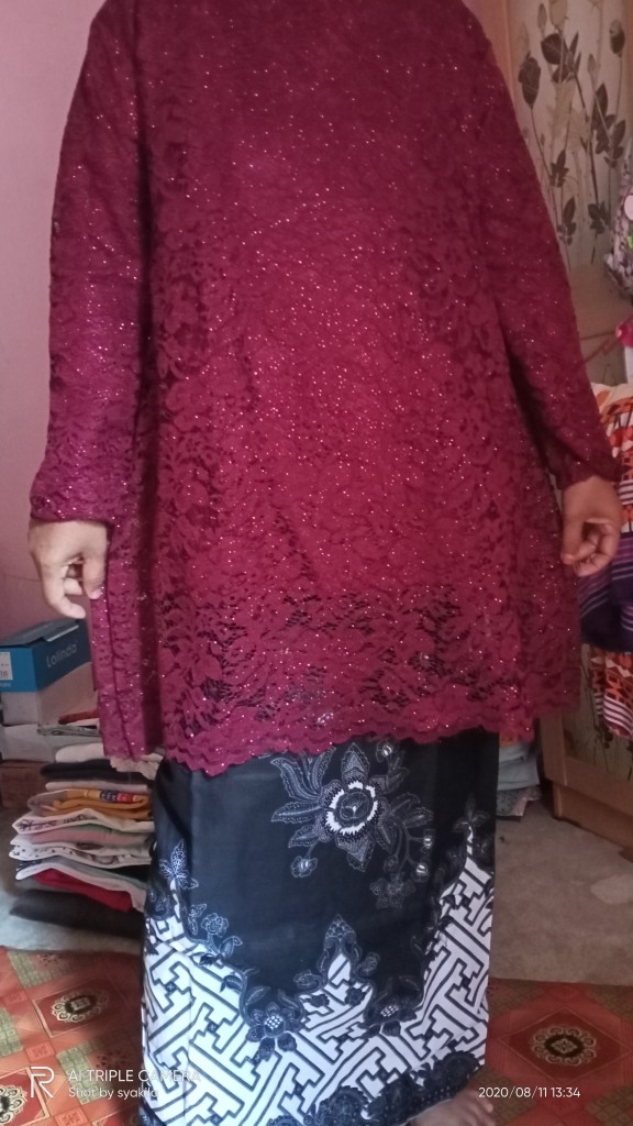 (ori 4 Varian Warna) Wou Batik Couple Brokat Pager Bunga Kebaya Modern Remaja Style Modis - Bs043