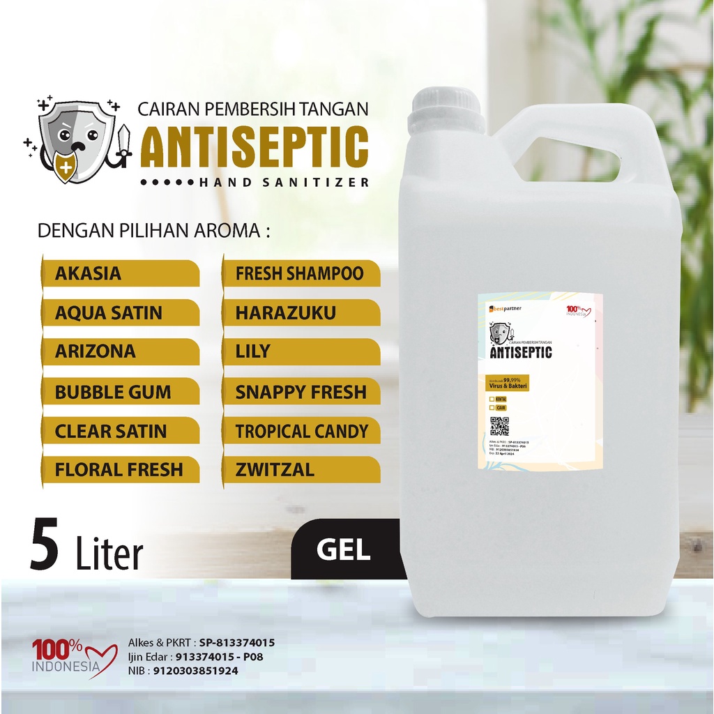 Hand Sanitizer Gel Antiseptic Alcohol 70% Varian Aroma Wangi/ Varian Segar Kemasan 5 LIter Ready Stock (JERIGEN) FREE BUBBLE WRAP