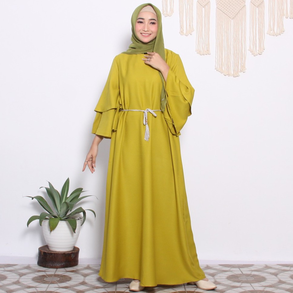 Dress Muslim Hasna DG-14 - Baju Gamis Wanita - Gamis Wanita Terbaru 2021 Kekinian Elegan dan Casual