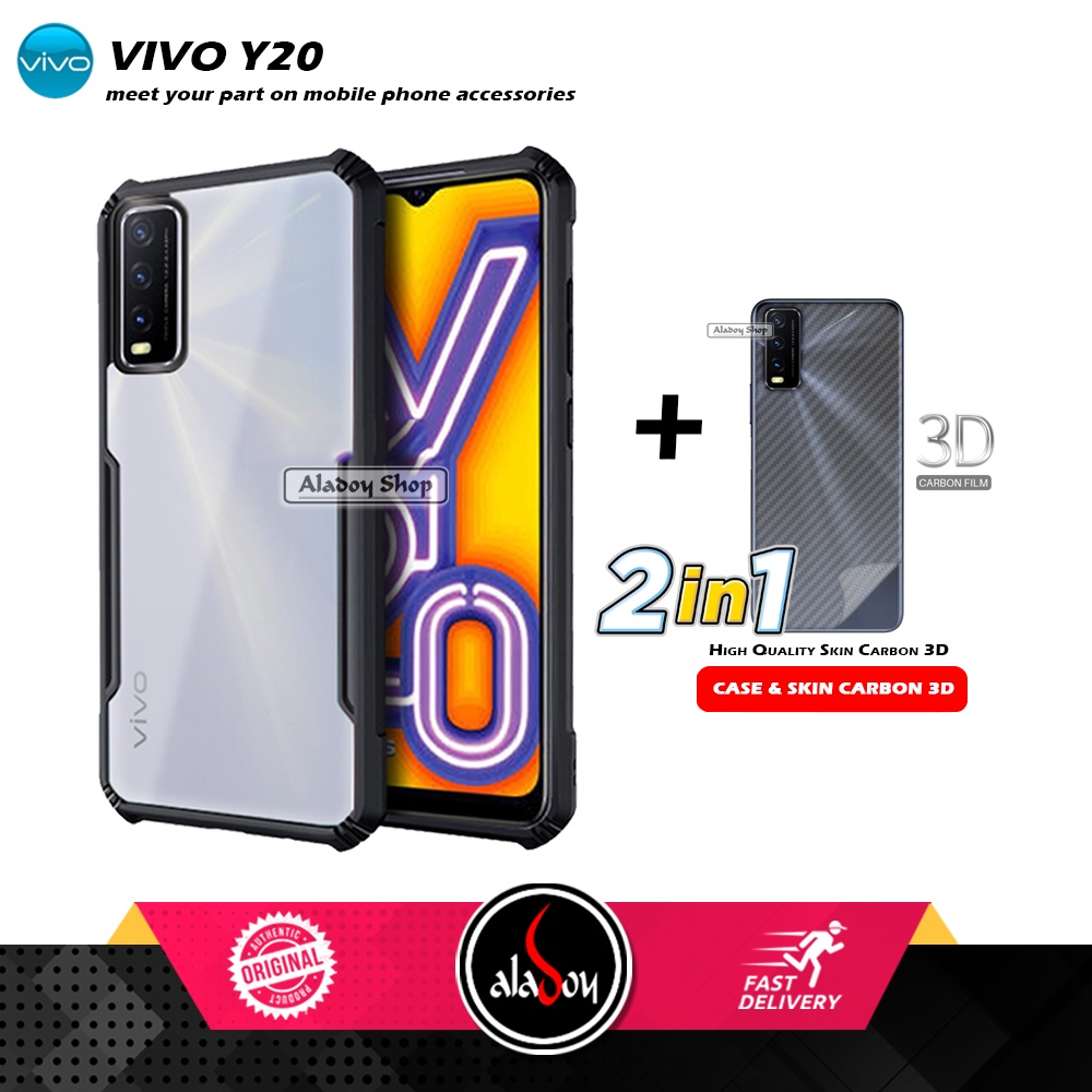 Case Vivo Y20 Armor Fusion Transparent Casing Free Skin Carbon 3D