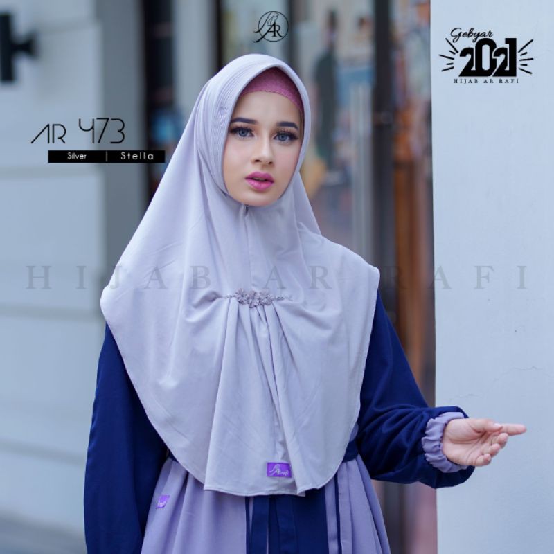 TERBARU AR 473 HIJAB INSTAN BY HIJAB AR RAFI ORIGINAL || INAYAHHIJAB-Silver