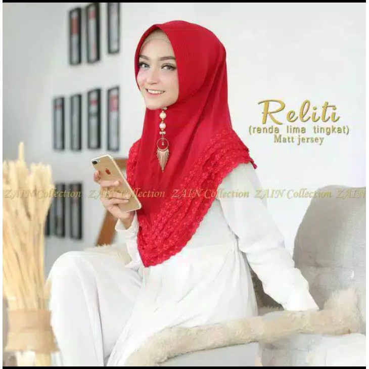 KERUDUNG RELITY LACE RUMPOL NAZNIN TERMURAH JILBAB KHIMAR RELITI RENDA LIMA TINGKAT ZAIN HIJAB BERGO