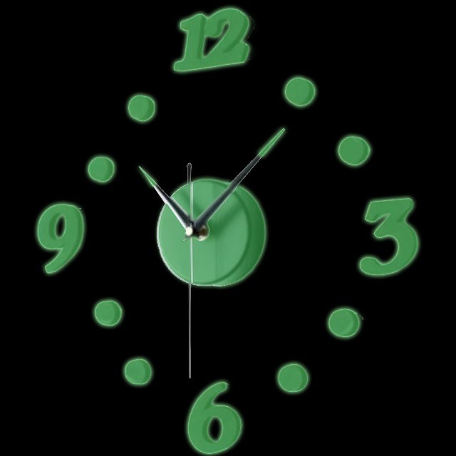 JAM DINDING 3D DIY GIANT WALL CLOCK GLOW IN THE DARK 80 -130CM