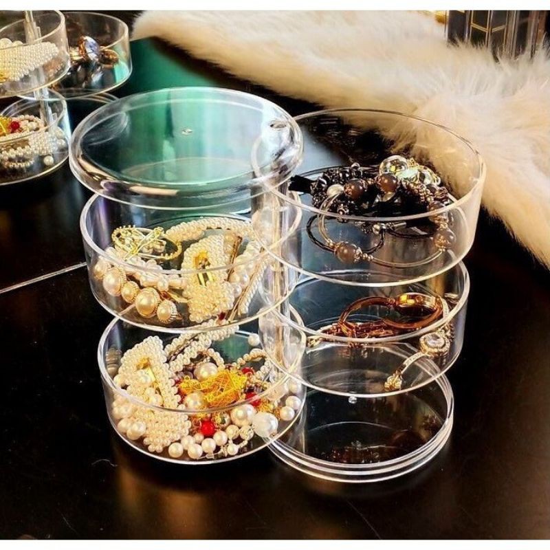 Rak Tempat Penyimpanan Perhiasan Aksesoris Cincin Gelang / Rak Putar Perhiasan 4 Tingkat