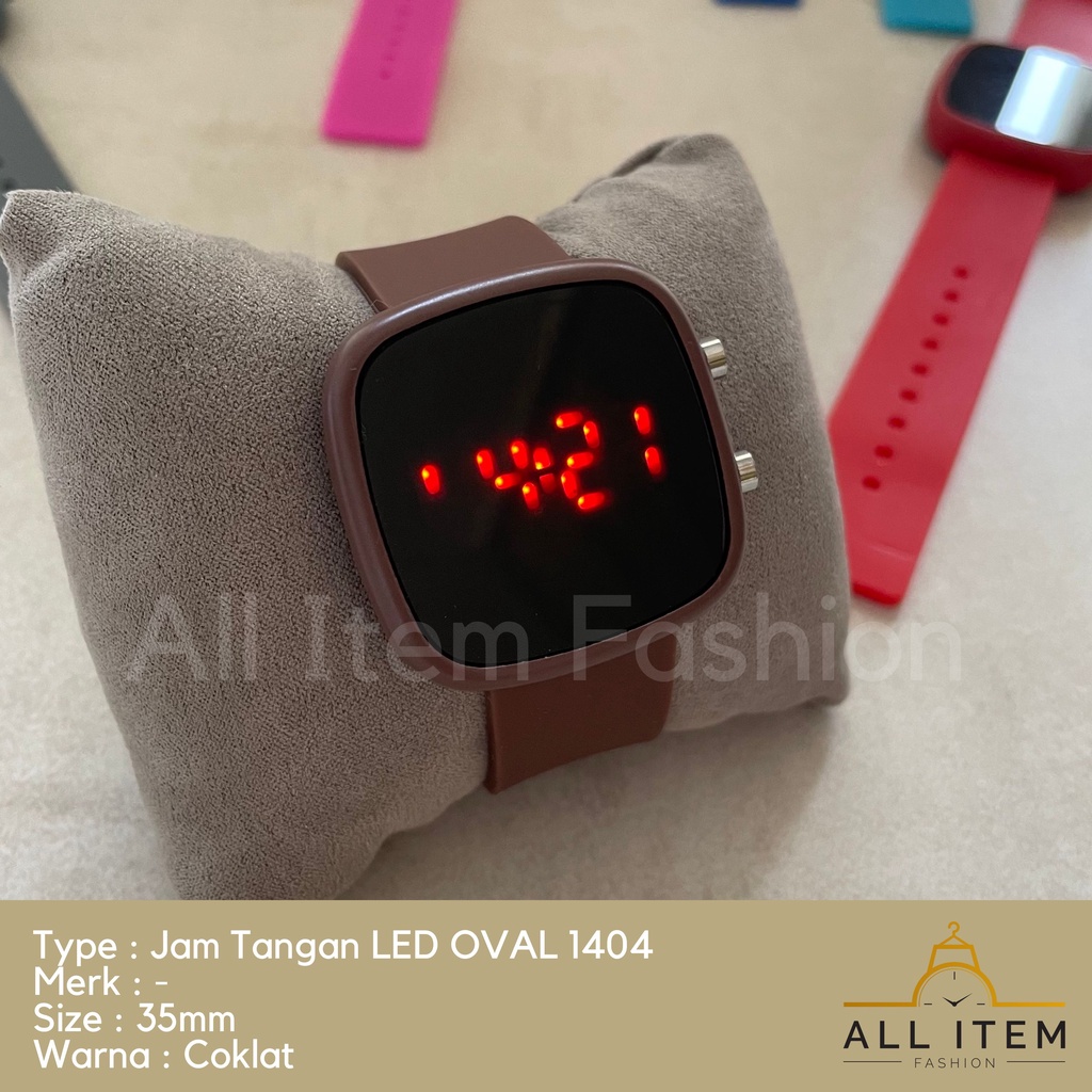 COD✅ Jam Tangan Digital LED Oval 1404 Rubber Electronic Fashion Pria Wanita / Jam Tangan Model Korea