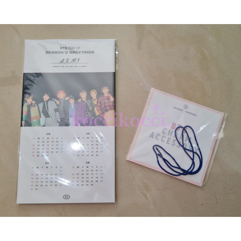 [PRELOVED] BTS 2017 SEASON'S GREETINGS STANDING CALENDAR + 2016 SUMMER PACKAGE CHARM ACCESSORY