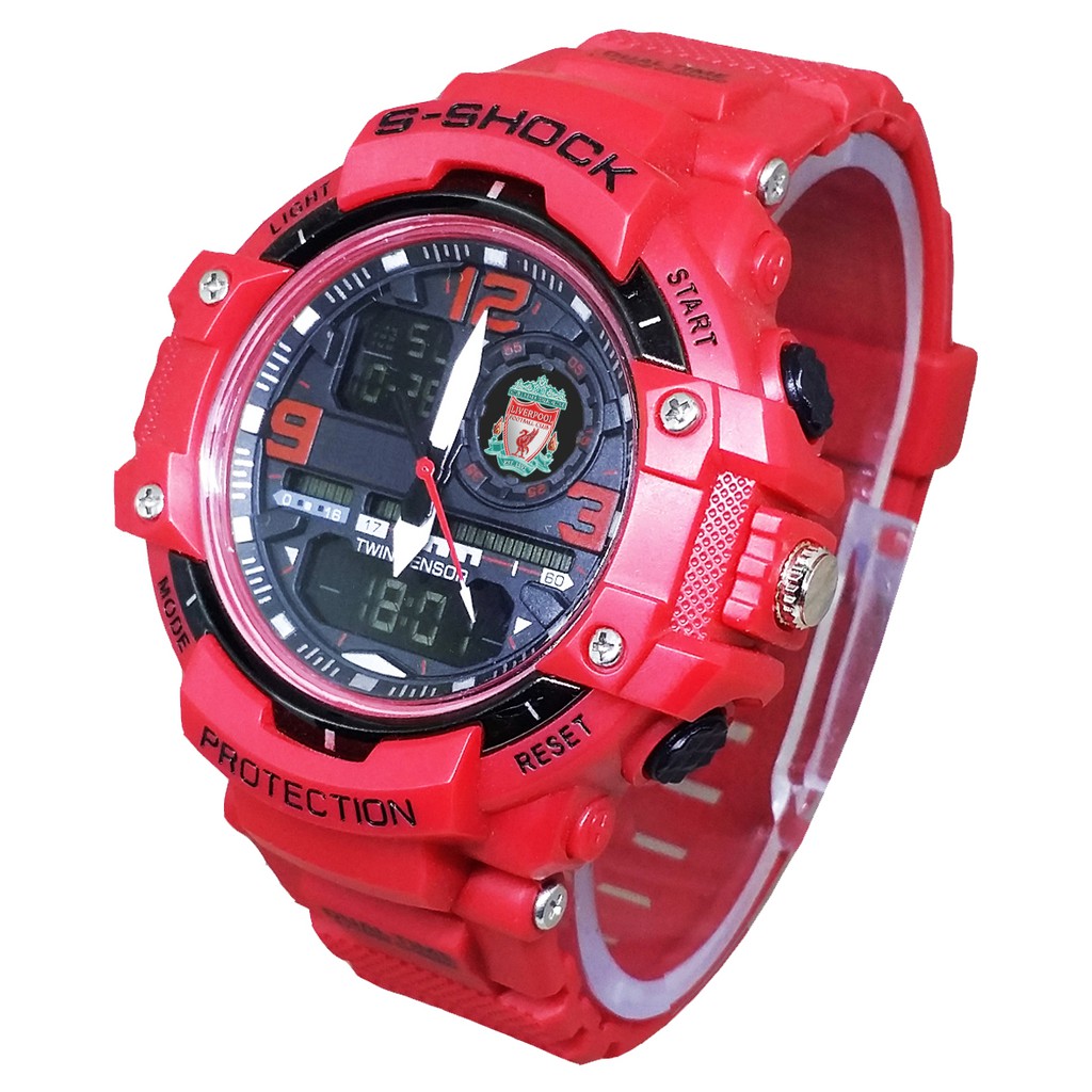 (EXCLUSIVE) JAM TANGAN THE REDS LIVERPOOL DOUBLE TIME - FULL MERAH BAGUS