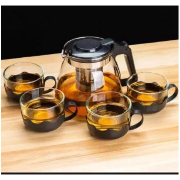 Tea Pot Sarangan Set 5 In 1 - Teko Gelas Cangkir Tempat Minum TeaPot