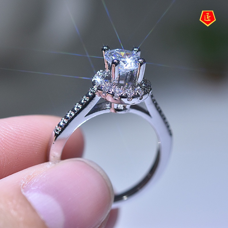 [Ready Stock]Inlaid Moissanite Ring Fashion Luxurious and Simple