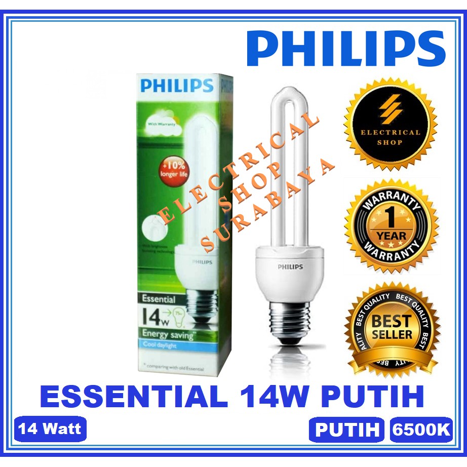 PHILIPS LAMPU ESSENTIAL 14W 14 WATT PUTIH (HARGA GROSIR &amp; GARANSI) JARI CDL PROMO MURAH ORIGINAL